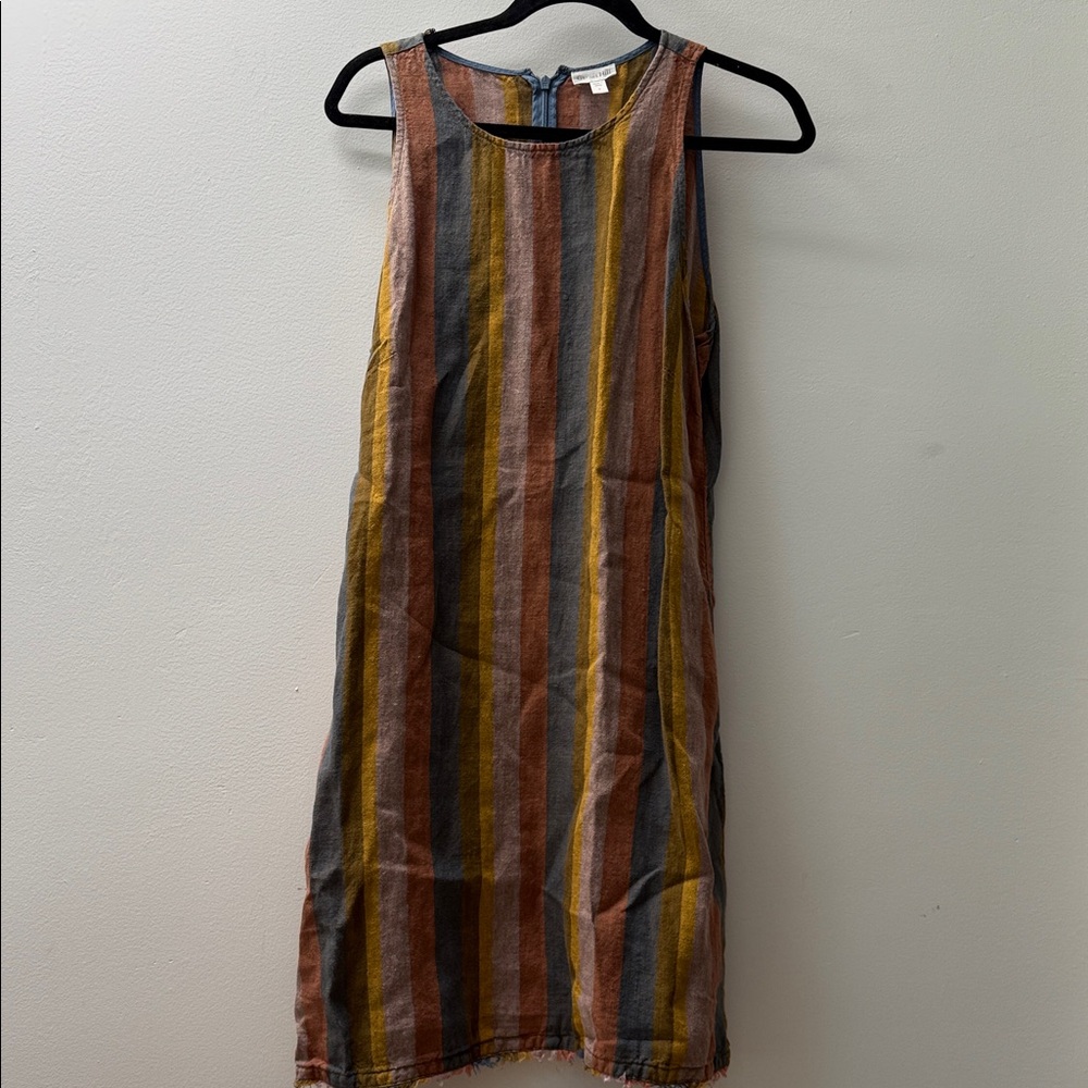 Garnet Hill Earthy Tones Striped Midi Dress